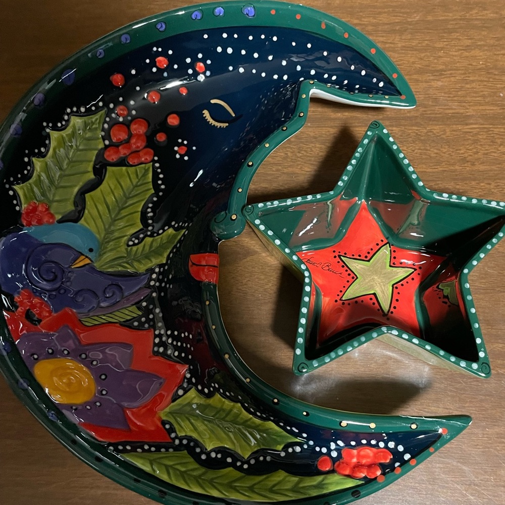 Ganz Bella Casa Crescent Moon Serving Bowl & Star Bowl, Chips, Dip, Appetizers